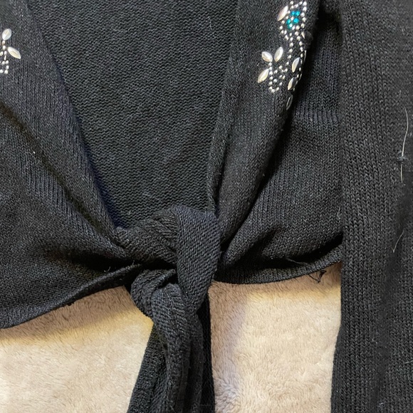 Black Tie Front Cardigan Sweater - Picture 2 of 6